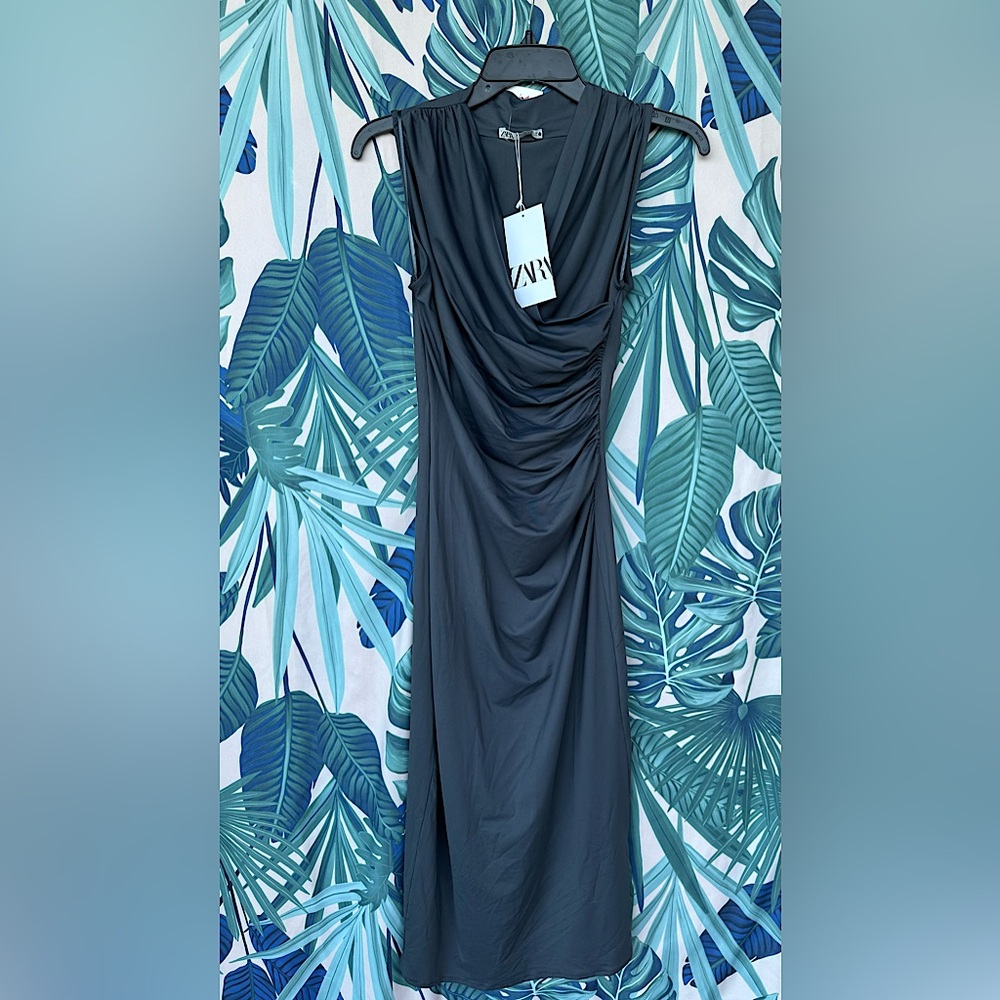 Zara Midi dress sleeveless with drape neck